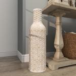 Bamboe Tall Geweven Vloervaas, 9" x 9" x 30", Wit
