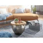 salontafel Mango massief hout/metaal 60x43x60 cm industriële stijl rond | Design salontafel met opbergruimte | Moderne salontafel salontafel