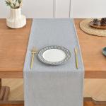 Tischläufer aus Silber Grau Leinen, 150cm lang, maschinenwaschbar, rustikaler Bauernhaus-Tischläufer für Essen, Feiertage, Partys und den täglichen Gebrauch(Silber Grau, 150cm)