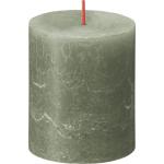 Rustik Stumpenkerzen - Grün - 4 Stück - 8 x 7 cm - Dekorative Haushaltkerzen - Länge Brenndauer 35 Stunden - Unparfümierte - Natürliches Pflanzenwachs - Ohne Palmöl