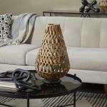 Plastic rotan handgemaakte kaars lantaarn, 11 "x 11" x 19", lichtbruin