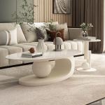 Luxuriöser Marmor-Couchtisch mit goldfarbener Metallhalterung, Stein-Arbeitsplatte und elegantem Design, leicht zu reinigen und einzigartiges Design
