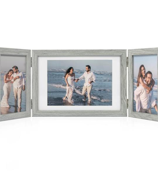 Fotolijst collage hout grijs 3 foto's voor 13x18 en 10x15 foto's meervoudige fotolijst rustiek deco familiecadeau