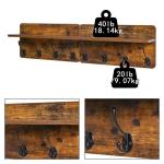Kapstok plank wandmontage, houten kapstokhaken set van 2, entree kapstok met 8 haken, 80 cm L zwevende planken, sleutelhouder, voor keuken, badkamer, woonkamer, rustiek bruin, HWS0