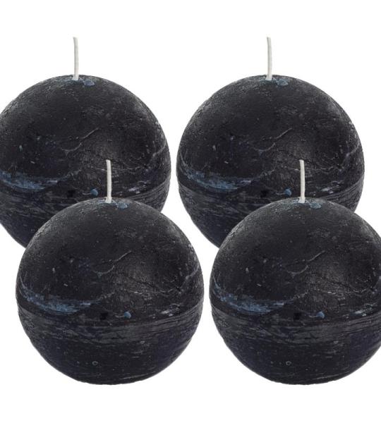 Spaas Stompkaars rustieke stomp kaars meerdere kleuren - in voordeelverpakking, mooi cadeau voor Kerstmis), rustieke look (kogelkaars Ø 8 cm, zwart)