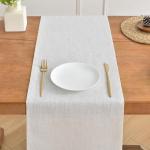 Tischläufer aus Elfenbeincreme Leinen, 90cm lang, maschinenwaschbar, rustikaler Bauernhaus-Tischläufer für Essen, Feiertage, Partys und den täglichen Gebrauch(Elfenbeincreme, 9
