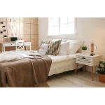 LED tafellamp Boyal, 1-lichts nachtlampje in vintage design, rustieke nachtlamp van hout, metaal en kunststof in bruin, zwart en wit, tafel lamp voor woonkamer met schakelaar, warm