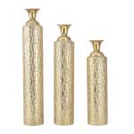 Metalen cilindervaas met groeiend wijnstokpatroon, set van 3 34", 29", 25" H, goud