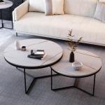 Stijlvolle marmeren salontafel set met stevig metalen frame moderne nesttafels voor woonkamer en slaapkamer ruimtebesparend ontwerp 24 & 18 inch diameter