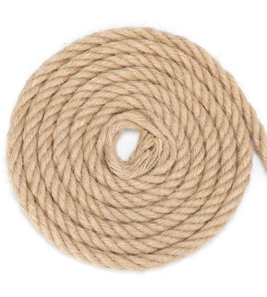 Jute touw, 14 mm dik, 10 m, tuinhenneptouw, bruin jute touw voor kattenkrabpaal, 14 mm rustiek decoratief henneptouw voor doe-het-zelf knutselen, ophangen en decoraties