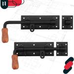 Deurgrendel links met hangslot, deurgrendel, boutgrendel, slotgrendel, schuifvergrendeling, gepoedercoat, deursluiting, 280 mm