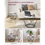 Salontafel rond, set van 2, woonkamertafel, bijzettafel, modern, afneembaar tafelblad, voor woonkamer, marmerwit-inktzwart LCT041W59