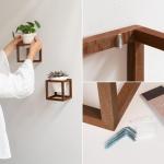 Wandvazen Lille | hangende bloempotten in echt houten frame | 2-delige bloempot set van keramiek en hout voor muur, tafel en meer | walnootbruin