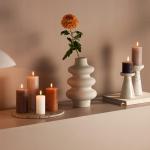 Rustieke stompkaarsen, antraciet, set van 4 stuks, lengte brandduur 60 uur, ongeparfumeerd, natuurlijke plantenwacht, zonder palmolie, 13 x 7 cm