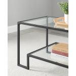 Salontafel, glazen tafel, woonkamertafel, 2 planken van gehard glas, stalen frame, 55 x 100 x 45 cm, decoratie, voor woonkamer, zwart LGT033B61