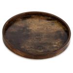 Decoratieve salontafel dienblad: bruin houten dienblad ronde rustieke houten dienbladen cirkel boerderij middelpunt kandelaar voor woondecoratie Ottomaanse toonbank display woonkam