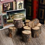 Set van 40 rustieke houten tafelkaarthouders, menukaarthouder, tafelkaarthouder, hout, rustieke kaartenhouder, foto's, voor memo, ansichtkaarthouders (20 houders + 20 papieren kaar