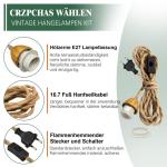 Moderne industriële hanglampenset met schakelaar, vintage geweven lampenkap met henneptouw, E27 retro lamphouder met kabel, 4 meter, henneptouw hanglamp met stekker, voor boerderi