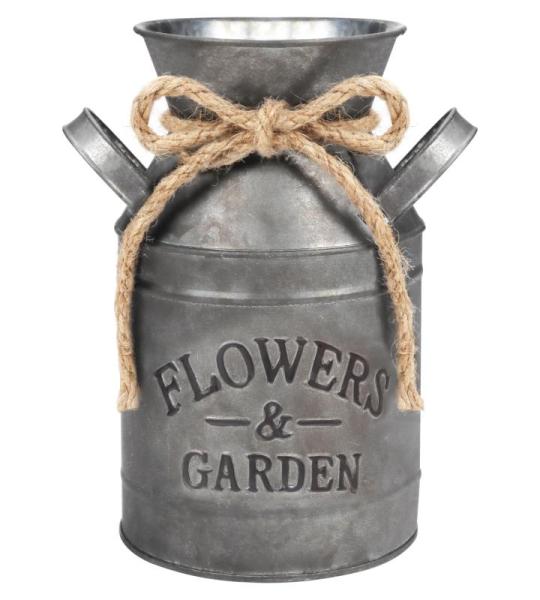 Rustiek Metalen Bloemen Vaas – B11,3 x H19 cm – Gegalvaniseerde Vintage Chique Boerderij Melk Kan – Primitieve Decoratieve Kan Voor Huis/Huwelijk Decor en Planten
