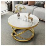 Bijzettafel ronde salontafel met delicate patronen sterke stenen platen en niet-roestende metalen frames voor thuis woonkamer