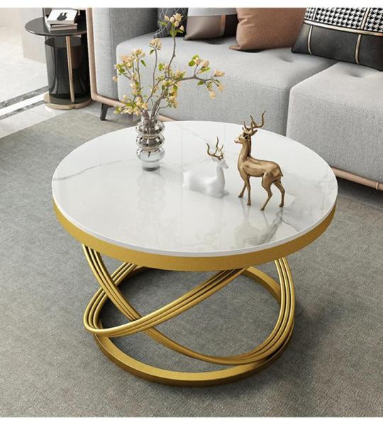 Bijzettafel ronde salontafel met delicate patronen sterke stenen platen en niet-roestende metalen frames voor thuis woonkamer