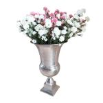 Vaas, bloemenvaas, pokalvaas, decoratieve vaas, aluminium, zilver, groot, voor kunstbloemen en pampasgras, 56 cm