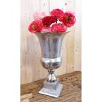 Vaas, bloemenvaas, pokalvaas, decoratieve vaas, aluminium, zilver, groot, voor kunstbloemen en pampasgras, 49 cm
