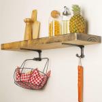 Plankdrager, plankhouder met haken, rustieke gietijzeren plankhouders, retro en heavy duty, 20 x 8,5 cm, 2 stuks