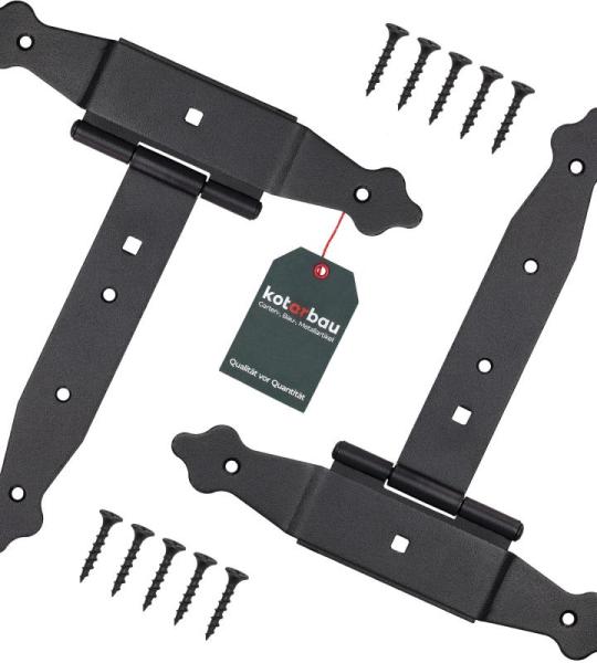 Set van 2 kruishangen, 200 mm, ophangband, scharnier, band, plaat, bouwbeslag, poortbeslag, houtverbinding, T-scharnier, T-band, gepoedercoat