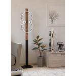 LED vloerlamp Boyal, 2-lichts staande lamp, rustieke staanlamp van gevlamd hout en zwart metaal, staanlamp voor woonkamer, warm wit, 150 cm
