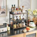 3-Tier Kruidenrek - Industriële Teller Plank, Desktop Opslag Organizer, Staand Kruidenrek voor Aanrecht Keuken, Kantoor, Woonkamer, Rustiek Bruin TLJ021H