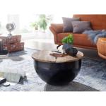 salontafel Mango massief hout metaal 60x34x60 cm industriële stijl rond | Design salontafel met opbergruimte | Moderne salontafel salontafel zwart