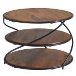 Koffietafel Massief Sheesham-Hout en Metaal 58x58x40,5 cm Salontafel Bruin | Ronde Tafel Woonkamer Moderne met Opbergruimte | Kleine Bijzettafel Woonkamertafel