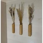 Moderne Wandvasen für Trockenblumen aus Eichenholz (3 Stück)| Blumenvasen zur Wanddekoration | Wandblumen | Rustikale Blumenvase für die Wand