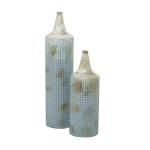 Metalen noodlijdende lange vaas, set van 2 25", 18"H, blauw