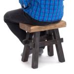 Rustieke houten kruk Vintage 40" | gerecycled hardhout, 43 x 45 x 27 cm (h x b x d) | kruk van massief hout, kruk | kleur: 04 zwart-natuur