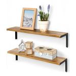 Wandrek, hout, set van 2, metalen planken, , lang, wandrek, natuur, decoratie, opbergplanken voor keuken, slaapkamer, woonkamer, badkamer, 60 cm