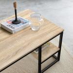 Salontafel, woonkamertafel, salontafel met stalen frame en planken, industrieel design, Scandinavische stijl, eenvoudige montage, houten bijzettafel, houtkleur