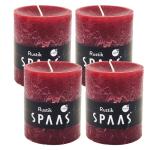 Spaas Stompkaars rustieke stomp kaars meerdere kleuren - in voordeelverpakking, mooi cadeau voor Kerstmis), rustieke look (6,8 cm Ø x 8 cm hoog, wijnrood)