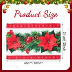 Kerst placemats, 4 stuks rode bloemen linnen kersttafel placemat kerstboom klokken print eettafel kerstdecoratie voor kersttafeldecoratie feestdecoratie (45 x 30 cm)