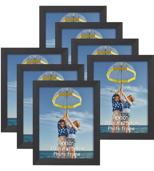 Zwarte fotolijst, 20 x 25 cm, set van 7, vintage stijl, ideaal voor wand- en tafelinstallatie in de woonkamer, slaapkamer, kantoor of hal