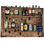 Houten rek om op te hangen - handgemaakt rustieke stijl muur bar flessenrek hout - wijnbaar rek cadeau voor mannen - houten 3D-afbeelding borrelbar