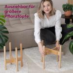 Houten plantenstandaard, set van 2 bamboe bloemenstandaard, verstelbare houten bloemenkruk, voor potten tot Ø 30,5 cm, bloempotstandaard, hoogte: 35,5 cm, plantenstandaard met pot