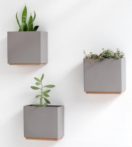 Alma Wandvazen, moderne hangende bloempotten voor aan de muur, 3-delige plantenpotset van hoogwaardig hars voor kamerplanten, kunstplanten, bloemen enz., taupe