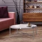 Salontafel Ø 75x35 cm uniek in zilver van metaal en glas, design woonkamertafel met glasplaat en metalen frame, ronde bijzettafel, moderne glazen tafel, elegante salontafel, loung