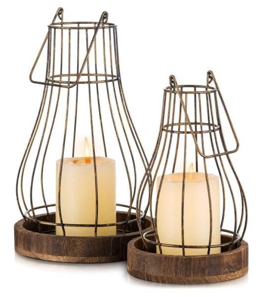 Lantaarn boerderij woondecoratie - rustieke kandelaars decoratieve lantaarns voor kaars woonkamer keuken eetkamer salontafel open haard mantel buiten