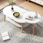 Moderner Couchtisch für das Wohnzimmer. Satztische für das Wohnzimmer, 2er-Set, große ovale Couchtische für das Wohnzimmer und Kleiner runder Beistelltisch mit Ablagefläche, 2