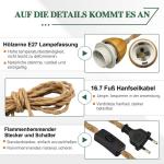 Industriële henneptouw hanglamp met stekker, E27 retro lamphouder met kabel 510 cm, vintage hanglamp kit met schakelaar, zwart metalen hanglamp lampenkap, doe-het-zelf lampbouwset