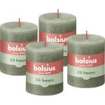 Rustik Stumpenkerzen - Grün - 4 Stück - 8 x 7 cm - Dekorative Haushaltkerzen - Länge Brenndauer 35 Stunden - Unparfümierte - Natürliches Pflanzenwachs - Ohne Palmöl