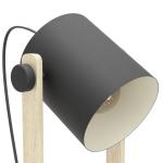 vloerlamp Hornwood, vintage leeslamp in industrieel ontwerp, FSC, staande lamp retro van staal en hout, kleur zwart, crème, bruin, E27 fitting, FSC-gecertificeerd, incl. voetschak
